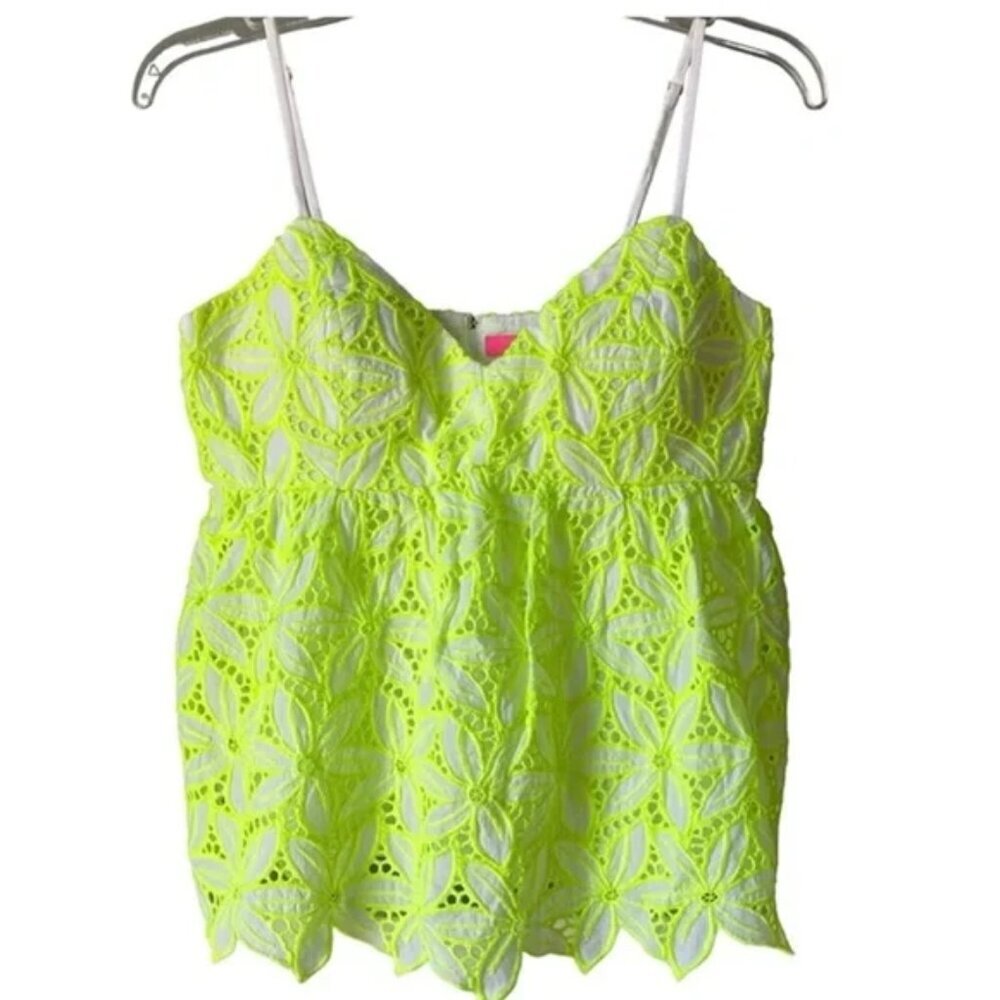 NWT Lilly Pulitzer Mellie Eyelet Top In Pepino Green Mambo Eyelet Size 0